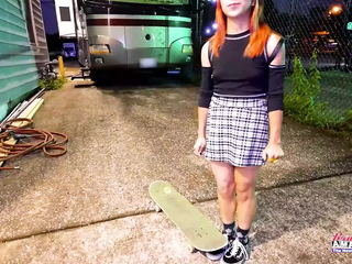 Super hot Skater Gal Keyton gets her fuckholes crammed with a pecker and spunk