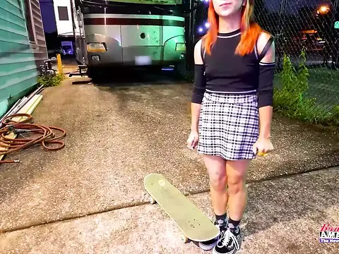 Super hot Skater Gal Keyton gets her fuckholes crammed with a pecker and spunk