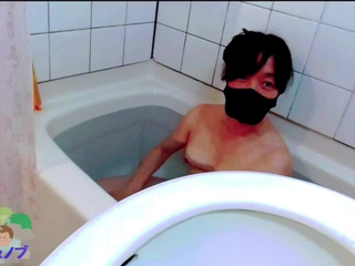 Chidori-and-nobu's diminutive udders get live-streamed in super-fucking-hot Asian tub act